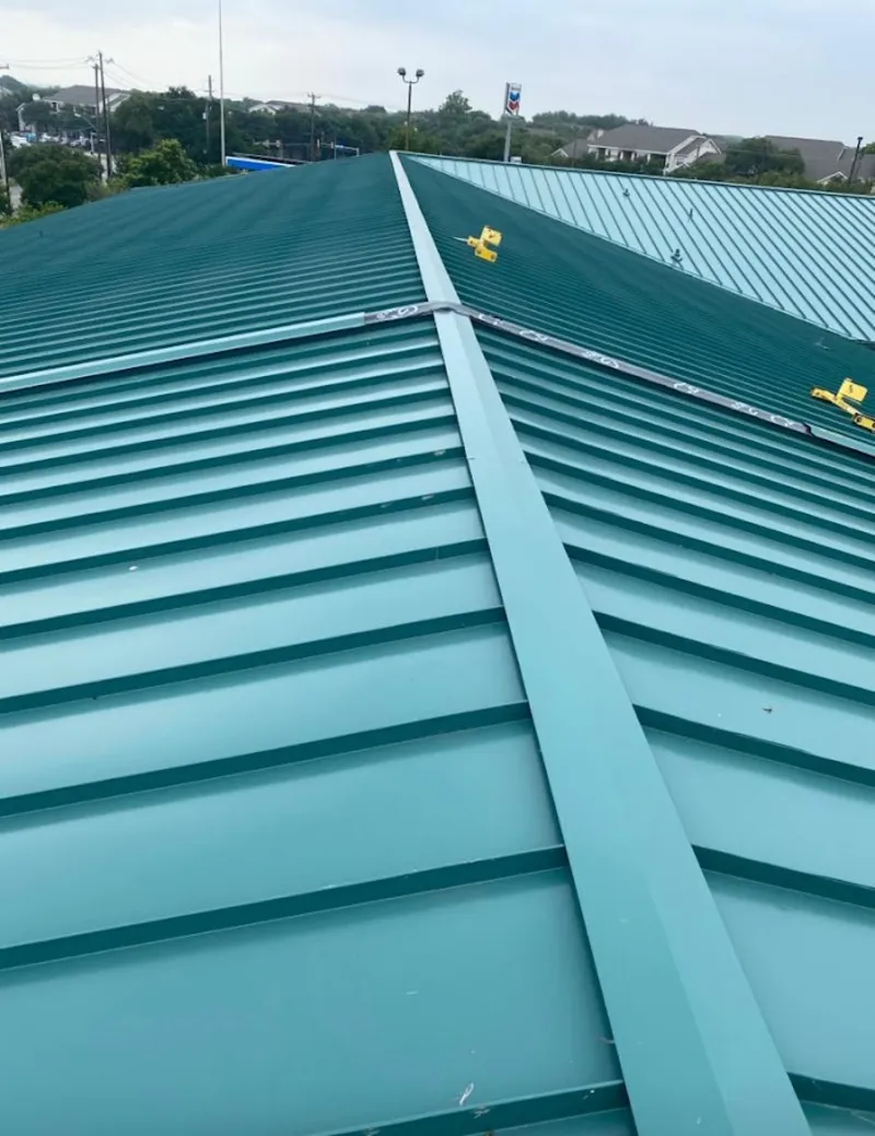 Green commercial metal roof ridge and valley for Metal Roof Repair in Bear
